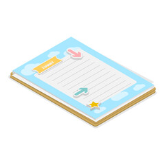 3D Isometric Flat Vector Set of Organized Notebooks, Notes for Daily Planner. Item 3