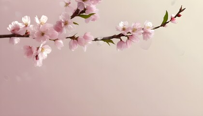Fototapeta premium Nowruz greeting card background with a branch of a blossoming cherry tree.