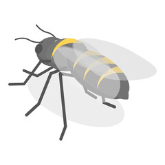 3D Isometric Flat Vector Set of Insects, Bug, Mosquito, Fly, Cockroach, Butterfly. Item 7