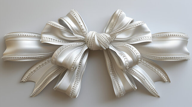 White silver ribbon and bow.. generative ai 
