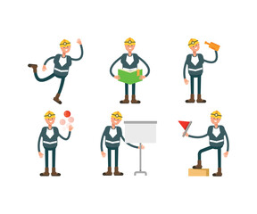 miner characters in various poses vector set