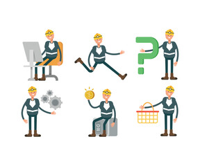 Obraz na płótnie Canvas miner characters in various poses vector set