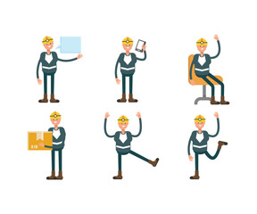 miner characters in various poses vector set