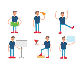 boy character in various poses characters illustration