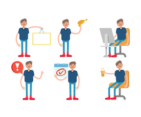 boy character in various poses characters illustration