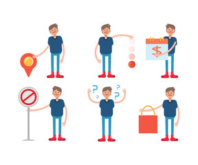 boy character in various poses characters illustration