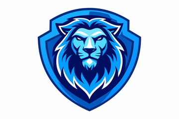 blue lion head logo in a shield 