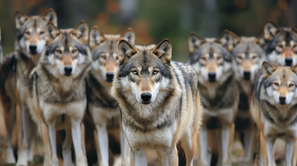 A pack of wolves in the wild