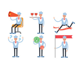 chef characters set in various poses illustration