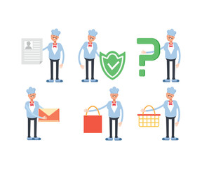 chef characters set in various poses illustration