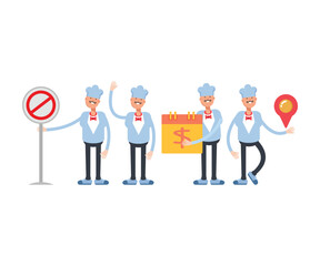 chef characters set in various poses illustration