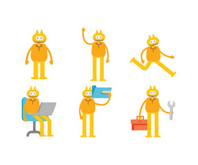 cute monster character in various poses vector illustration