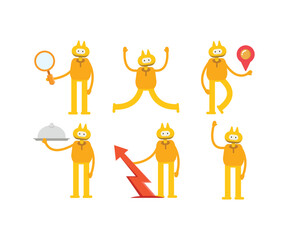 cute monster character in various poses vector illustration