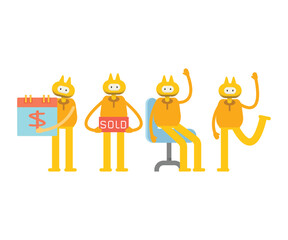 cute monster character in various poses vector illustration