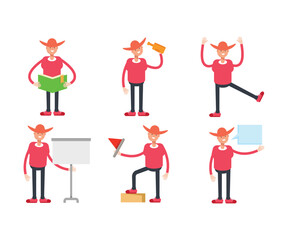 cowboy characters set in various poses illustration