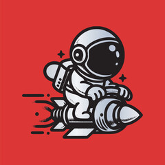 cartoon astronaut boy riding turbo surfing board vector illustration