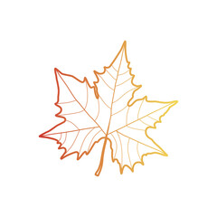 Vector hand-drawn color outline illustration of autumn leaves in orange, red, and yellow colors. Isolated SVG files for Cricut. For creating various autumn fall designs