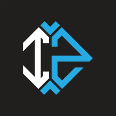 IZ letter logo design on black background. IZ creative initials letter logo concept. IZ letter design.
