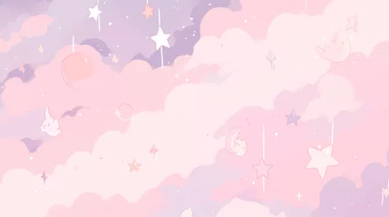 Türaufkleber Hell-pink 星空が可愛い風景壁紙素材