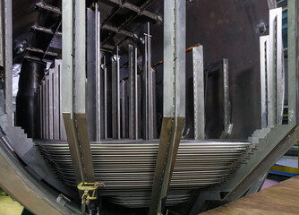 Interior view of nuclear reactor steam generator.