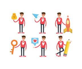 male characters in different poses vector illustration