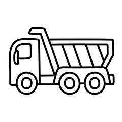 Dump truck cartoon doodle line icon
