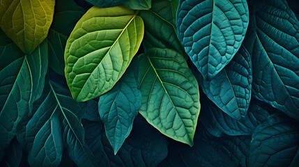 Fototapeta premium Green abstract background, HD detailed leaf pattern texture