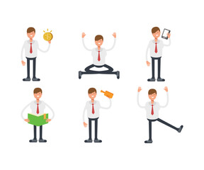 office worker characters set in various poses vector illustration