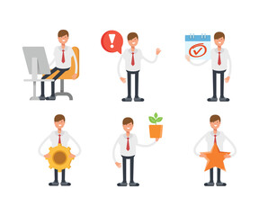 office worker characters set in various poses vector illustration