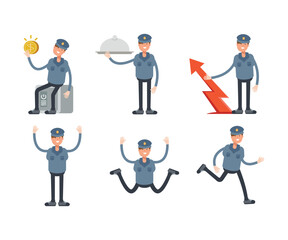 police characters in different poses set vector illustration