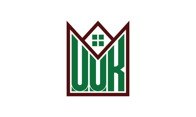 UUK initial letter real estate builders logo design vector. construction, housing, home marker, property, building, apartment, flat, compartment, business, corporate, house rent, rental, commercial - obrazy, fototapety, plakaty