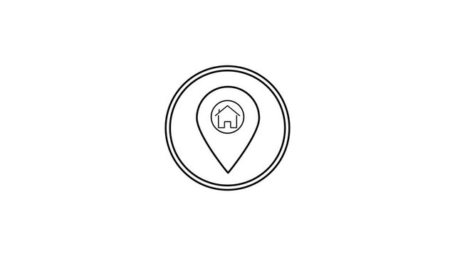 Animated of home location icon. House location concept icon