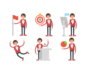office workers characters set in various poses vector illustration