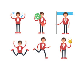 office workers characters set in various poses vector illustration