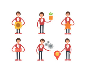 office workers characters set in various poses vector illustration