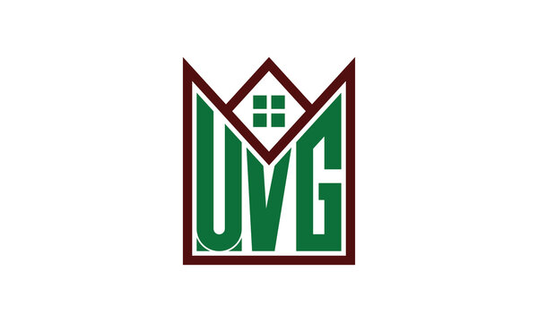 UVG initial letter real estate builders logo design vector. construction, housing, home marker, property, building, apartment, flat, compartment, business, corporate, house rent, rental, commercial