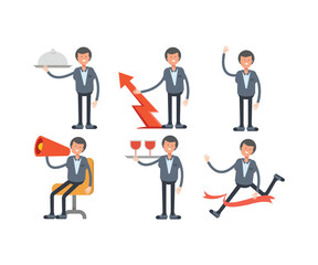 office worker characters in different poses set vector illustration