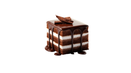Fresh raw organic chocolate ganache cake bakery on white isolated on clear png background and transparent background. Bakery and pastry concept for cafe and restaurent, AI generative.	

