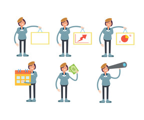 Obraz premium girl students characters set in various poses vector illustration