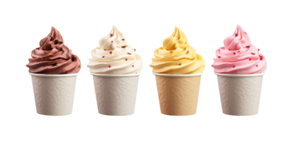 Ice cream on white isolated on clear png background and transparent background. food drink and dessert concept for cafe and restaurent, AI generative.	
