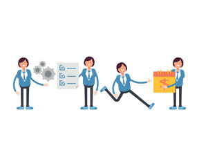 business woman characters in different poses vector set