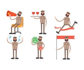 soldier characters set in various poses vector illustration