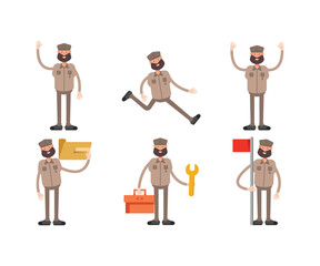 soldier characters set in various poses vector illustration