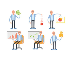 Obraz premium bald man characters set in various poses vector illustration