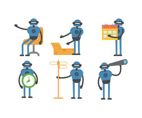 smart robot characters set vector illustration