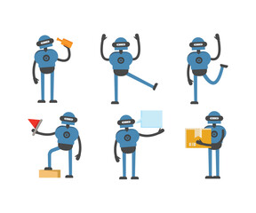 smart robot characters set vector illustration