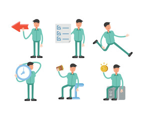 male characters in different poses vector set