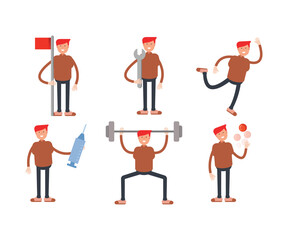 boy character in different poses set vector illustration