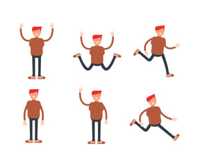 boy character in different poses set vector illustration