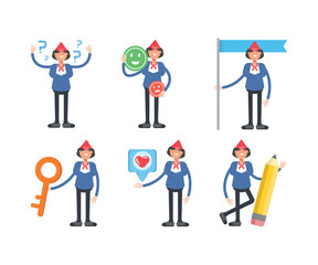 air hostess characters in different poses set vector illustration